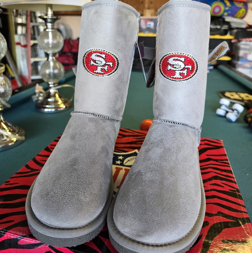 Gray Suede SF 49ers Boots